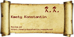 Kmety Konstantin névjegykártya